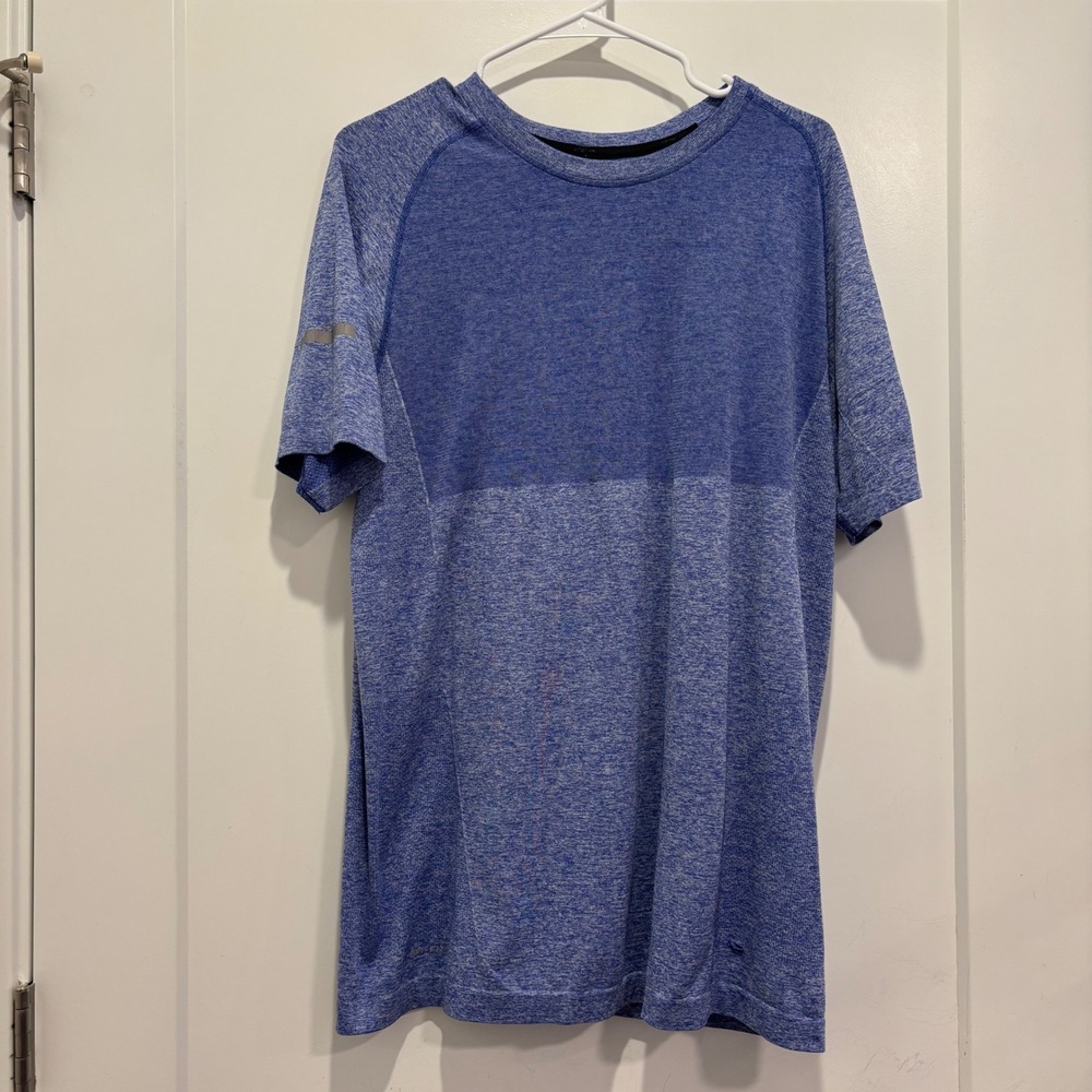 Nike Dri-FIT Mens XL Blue Heathered Knit Short Sleeve Running Shirt 5263
